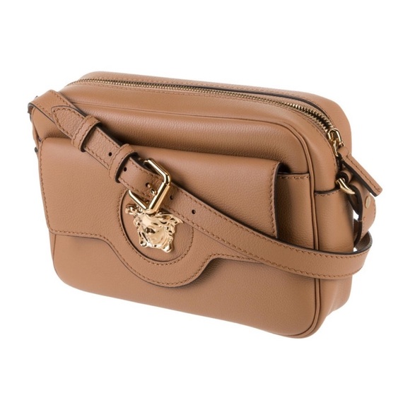 NWOT Versace Medusa Brown Camera Bag Calf Leather Zip Adjustable Strap Shoulder๐ค - Picture 2 of 8